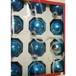 12 ~ Glass Christmas Tree Ornaments ~ America's Finest ~ Light Blue